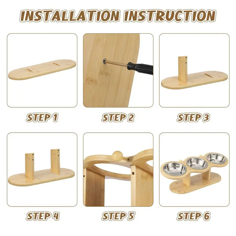 BambooTilt – Elevated Cat Feeder with Adjustable Height & Tilted Bowl