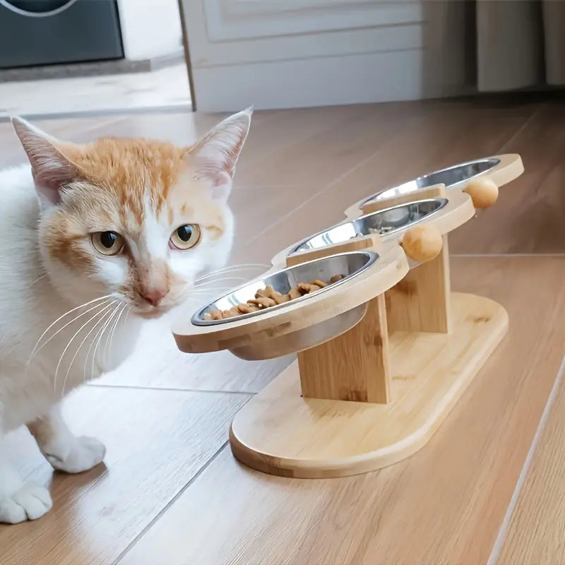 BambooTilt – Elevated Cat Feeder with Adjustable Height & Tilted Bowl