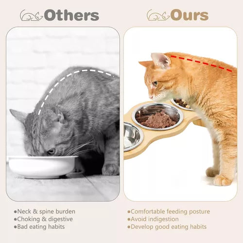 BambooTilt – Elevated Cat Feeder with Adjustable Height & Tilted Bowl