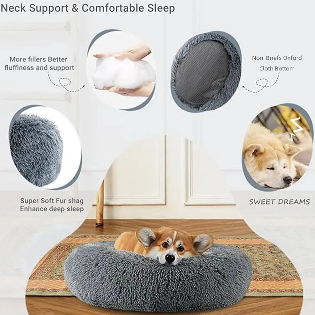 CalmNest Plush – Anti-Anxiety Round Dog Bed for Calming Comfort