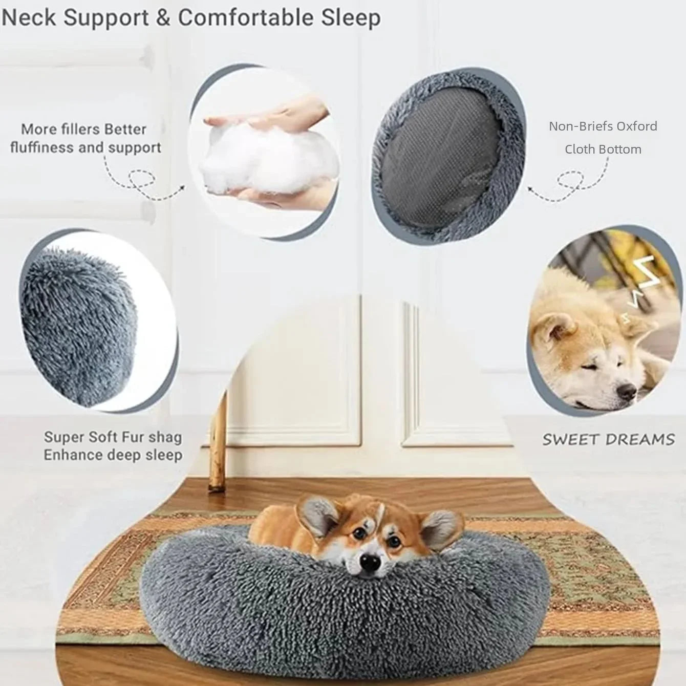 CalmNest Plush – Anti-Anxiety Round Dog Bed for Calming Comfort