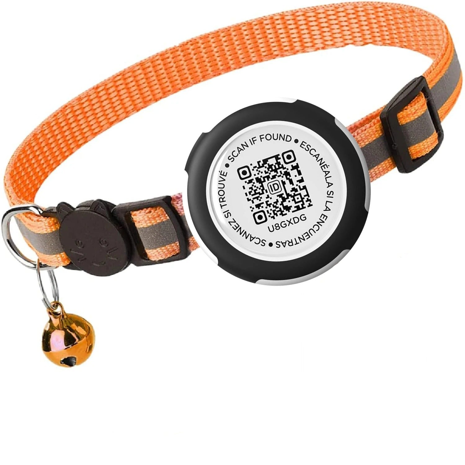 PawTrack – Reflective Adjustable Cat Collar with AirTag Holder & QR Tag