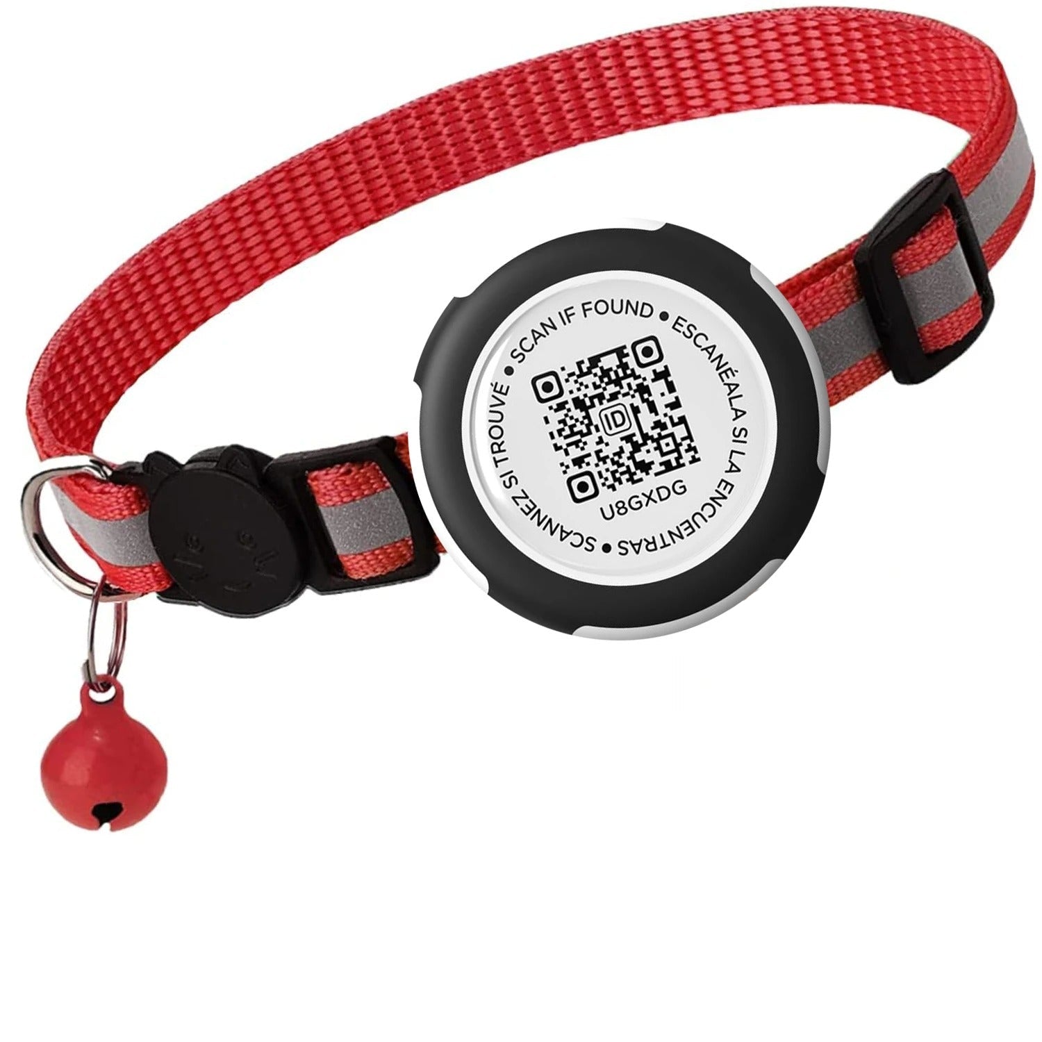 PawTrack – Reflective Adjustable Cat Collar with AirTag Holder & QR Tag