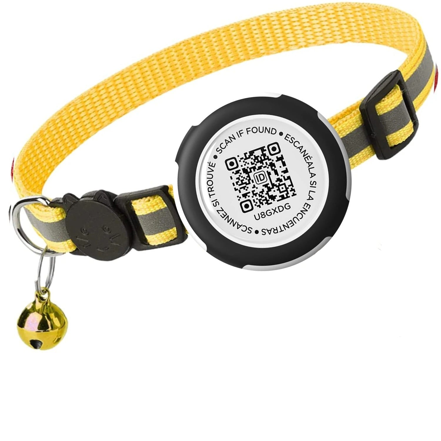 PawTrack – Reflective Adjustable Cat Collar with AirTag Holder & QR Tag
