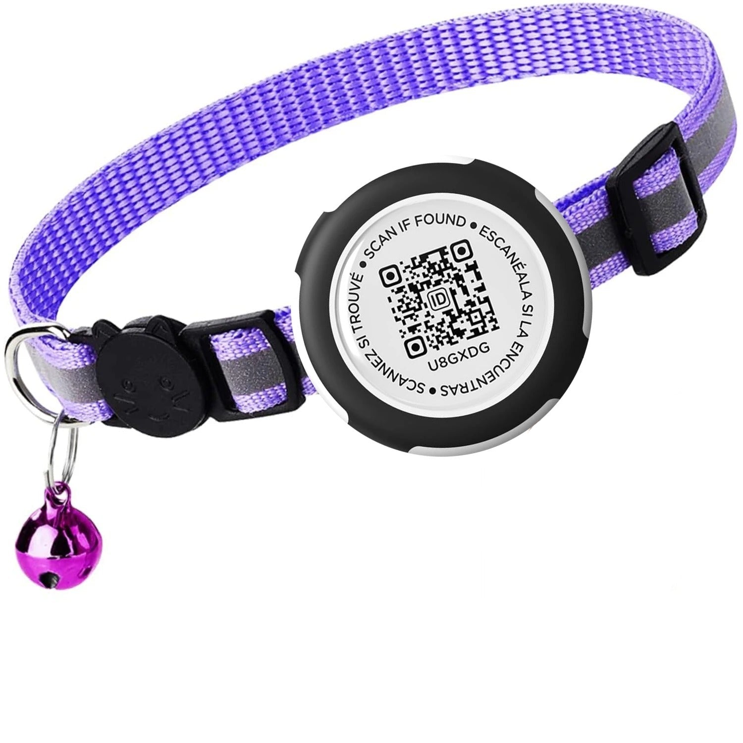 PawTrack – Reflective Adjustable Cat Collar with AirTag Holder & QR Tag